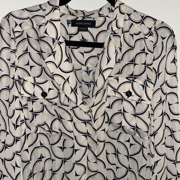 Marciano Ivory Abstract Print Cinched Waist Preppy Exquisite Romper Size XS - Picture 3 of 10